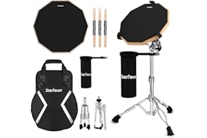 Starfavor Drum Practice Pad mit Snare Drum Ständer Kit, 12-Zoll- ÜBungs Drum Pad & Schlagzeug Sticks, 30cm Drumpad Set Silent Übungspad, Drumsticks, Tragetasche - Schlagzeug Kinder Erwachsene