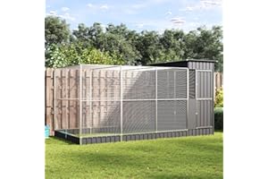 Emmtore Voliere mit Erweiterung Silbern Stahl, Vogelvoliere, Wellensittichkäfig, großer Vogelkäfig, Vogelkäfig, Papageienkäfig,416 x 203 x 216 cm