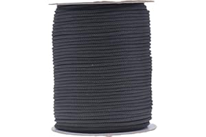 ‎IHKFILAN IHKFILAN Polypropylene Utility Rope Drawstring Hollow Braided PP Rope Barrier Rope Polypro Rope Braided Rope Outdoor Rope Knot Resistant (Black, 4 mm)
