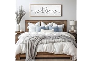 TQIANJIANG Sweet Dreams Wall Decor Above Bed Sign 40''×15'' Large Wood Framed Master Bedroom Guest Room Sweet Dreams Signs Farmhouse Rustic Wall Art Decoration (Wood)