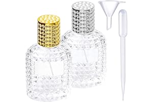 YSIMPLE Butelka na perfumy, 2 szt., z rozpylaczem do perfum, w kształcie ananasa, szklana butelka na perfumy, atomizer z lejkiem i zakraplaczem, doskonałe akcesoria podróżne wielokrotnego użytku i przenośne