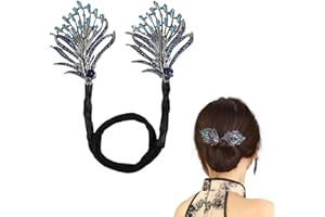 HZHSSG Accesorios para el Pelo para el Cabello con Flores de Diamantes de Imitación, Horquillas Moño con Giro Francés, Accesorios para Accesorios pelo Mujer, Adecuado para Cabello Medio a Largo(Azul)