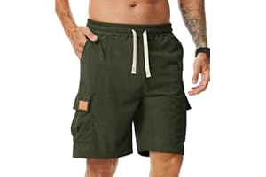 Comilaka Pantaloncini Cargo Uomo Shorts Estivi con Tasche Velluto a Coste Casual Pantaloni Corti Coulisse Vita Elasticizzata