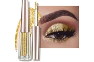 Anglicolor Diamant-Glitter Flüssiger Lidschatten Starry Pailletten Meerjungfrauen-Lidschatten Langanhaltender und pigmentierter, funkelnder und schimmernder Lidschatten (#2 Gold)