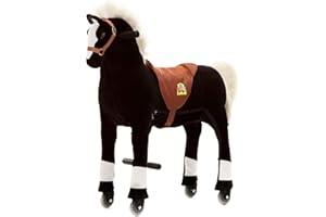 animal riding ZRP001M Reitpferd Maharadscha (für Kinder ab 5 Jahren, Sattelhöhe 69 cm, mit Rollen) ARP001M, Schwarz, M/L