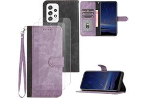Hoyoikun Handyhülle Kompatibel Mit Samsung Galaxy A32 4G,[Verschenke 2 Stück Full Screen Schutzfolie],Premium PU Leder Flip Case,Magnetverschluss,Standfunktion, Kartenschlitz-Lila