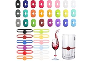 DabbOo 36Pcs Marqueur Verre Marqueurs de Boissons en Silicone Ldentificateur Bouteille de Verre Réutilisables Utilisés pour Distinguer Les Verres à Vin Cocktail et Plus Encore Lors Des Fêtes