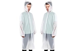 Welsberg 2 stk. płaszcz przeciwdeszczowy ponczo przeciwdeszczowe z kapturem i rękawami, wielokrotnego użytku, wodoodporna odzież przeciwdeszczowa dla dorosłych, unisex, przezroczysty, jeden rozmiar