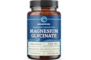 NOBI NUTRITION Magnesium Glycinate 500mg | Chelated for High Absorption | Muscle Relaxation, Bones, Heart, Nerve, Rest & Calm Support for Women & Men | Magnesium Chelate Supplement & Bisglycinate Complex | 120ct