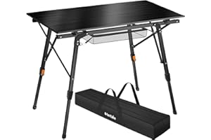 TecTake® Tavolo da Campeggio in Alluminio Pieghevole Tina, Regolabile in Altezza, Cappucci in Plastica Antigraffio, Tavolo, Alluminio, Tavolo da Esterno, Campeggio - Nero