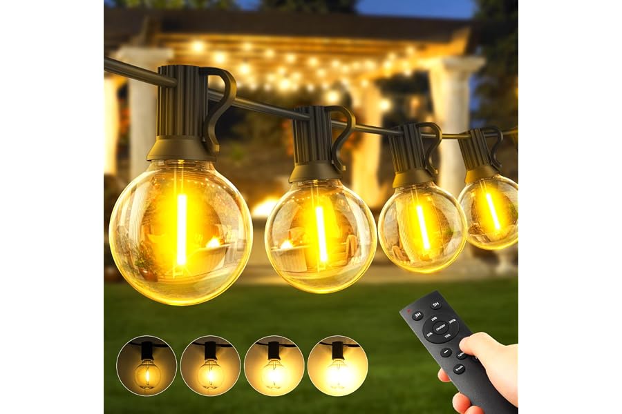Catena Luminosa Esterno Luci Giardino - 30 Metri LED Lampadine Luminosa | Telecomando Lampadine Luminosa Gazebo Filo Illumina