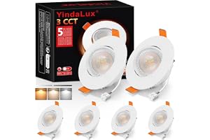 YindaLux LED infälld spotlight 230 V dimbar 45° vridbara LED-spotlights 5 W IP44 takspotlights 68–80 mm hålmått 3000 K/4000 K