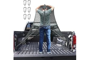 APKOL Hochelastisches Gepäcknetz, LKW-Bett-Organizer, 1.2x1.2m dehnbar bis 2.1x2.1m mgeeignet für tägliche leichte Lasten von LKWs, mit 6 Metallhaken für LKW Auto Wohnmobil(Einlagig)
