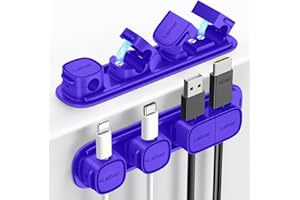 Laitver Clip per Cavi, 6 Pezzi Magnetico Fermacavi, Autoadesivi Organizer Cavi Scrivania con Base in Plastica, Accessori Scrivania Gestione Cavo per Auto, USB, Casa, Ufficio, Comodino