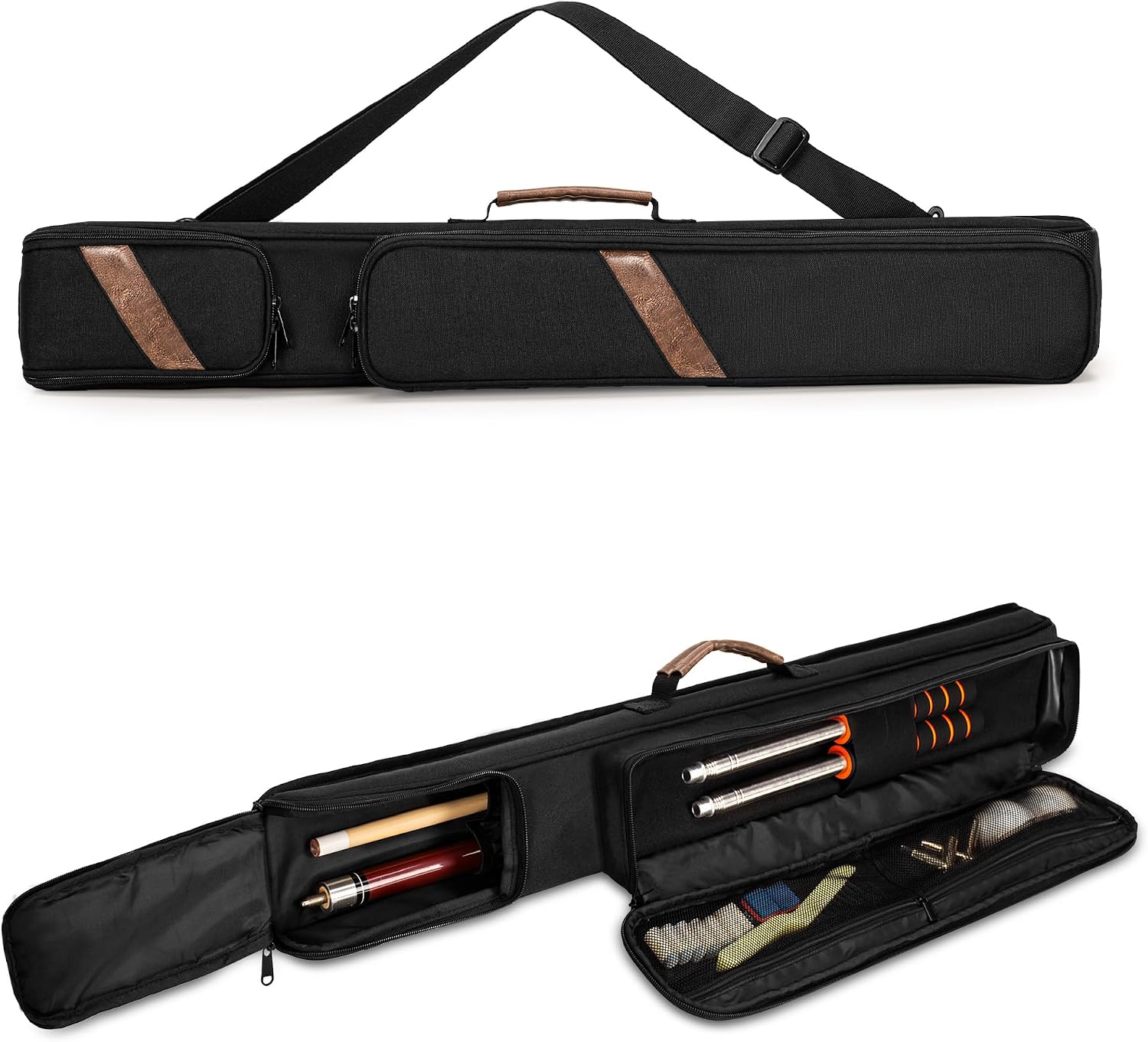 Rexmica Funda para Tacos de Billar, Bolsa de Transporte para Tacos de Billar con asa y Correa de Hombro Desmontable, Bolsa para Tacos de Billar con