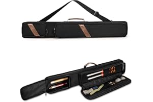 Rexmica Pool Cue Case Holds Butts and Shafts, Billiard Pool Cue Stick Carrying Case Bag with Handle and Shoulder Strap, Billiard Snooker Cue case Bag with Accessory Pockets
