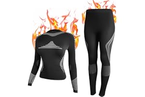 HOTUT Zestaw bielizny termicznej dla kobiet, antybakteryjna warstwa bazowa dla kobiet,termiczna warstwa bazowa damska, szybkoschnąca baza narciarska,zimowa damska bielizna termiczna, zestaw bielizny