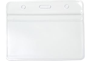 CKB LTD Lot de 10 Porte-badges en plastique transparent Souple Horizontal Conférences Visiteurs Événements Carte d'identité Standard Étanche 10 x 8cm Format de l’insert 9.8 x 6cm