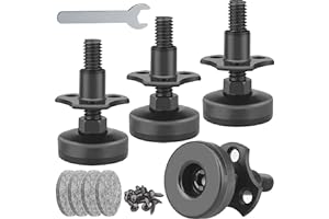 ANWENK Adjustable Leveling Feet Furniture Levelers Table Feet Heavy Duty Leg Levelers for Cabinets Sofa Tables Chairs,Support 1320LBs, T-Nut Kit 3/8”-16 Thread, Large Base- 4 Pack, Black