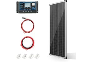 Nicesolar Pannello solare da 100 W, 12 V, sistema off-grid per pannello solare, batteria di ricarica per campeggio, controller di ricarica solare da 20A cavo solare, per casa, auto, capannone, camper