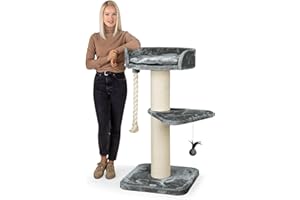 HAPPYPET Premium Kratzbaum Grosse Katzen Stabil 'Felix' - Katzenbaum, Kletterbaum, für Maine Coon, Natursisal, Dicke Stämme mit 18 cm, 120 cm Hoch