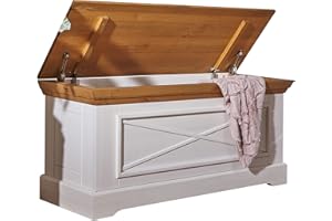 Woodroom Truhe Oslo in Kiefer massiv (BxHxT 109x50x42 cm) Weiß