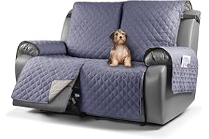TAOCOCO Recliner Sofa Protector,2 Seater Recliner Covers,Waterproof Recliner Sofa Covers,Non Slip Recliner Chair Covers,Armchair Covers for Pets,Reclining Sofa Covers with Pockets(Bluish Grey)