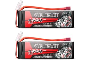 GOLDBAT 11.1V Lipo Battery 4500 mAh 50C 3S RC lipo battery Soft Case with Dean-Style T Connector for RC Car Airplane Helicopter Boat Buggy Truck Helicopter Airplane Racing Models(2Pack)