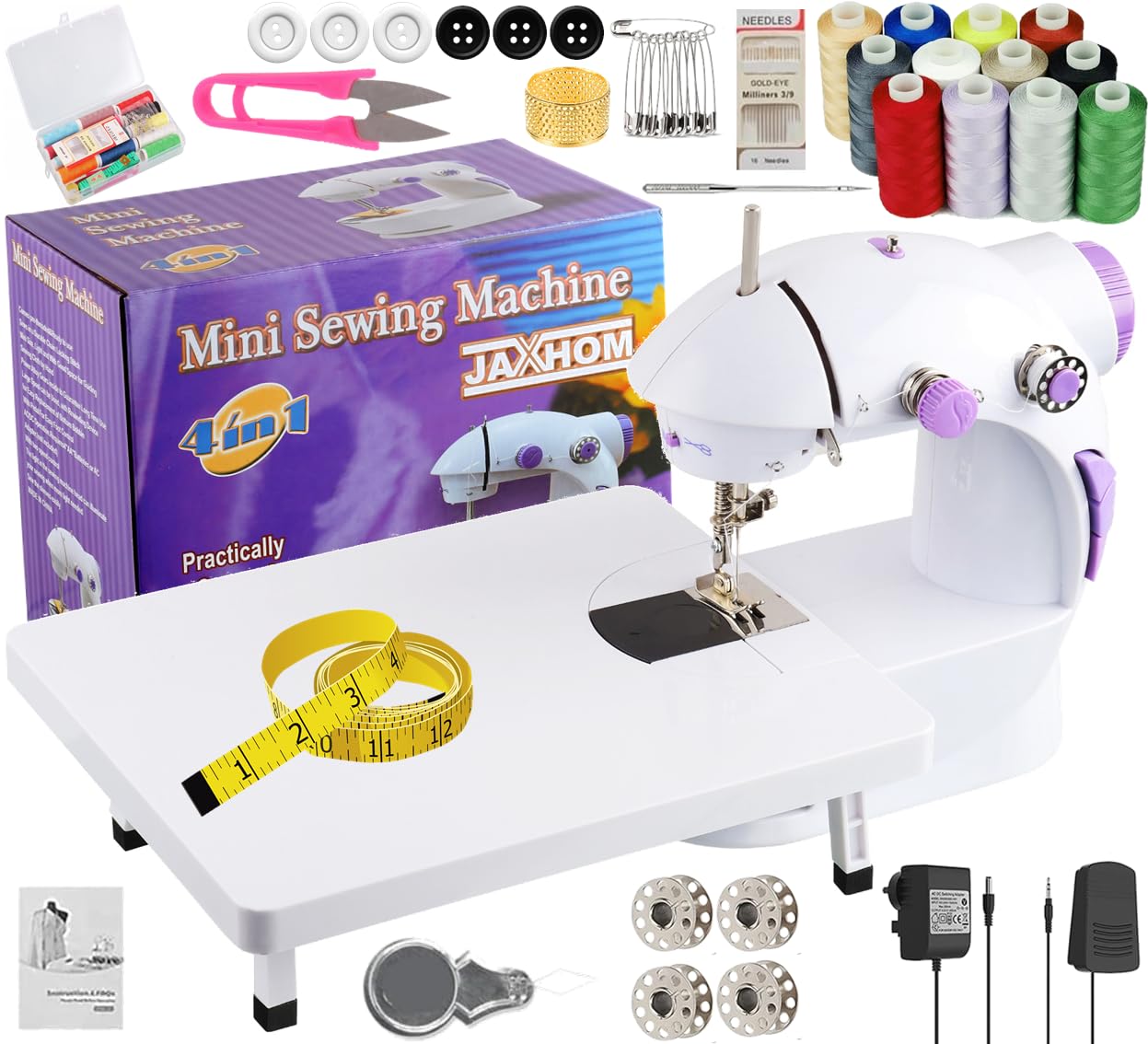 JAXHOM Sewing Machine For Home Tailoring I Silai Machine With Table Set I Stitching Machine For Home Use With Foot Pedal, Ada