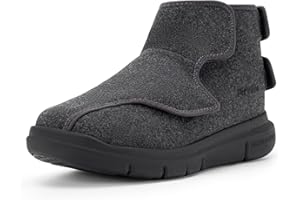 FitVille Diabetic Winter Boots for Men Fully Adjustable Straps Mens Winter Boots Wide Neuropathy Wide Toe Box Men Snow Boots Wide with Warm Fur Lining Foot Pain Relief