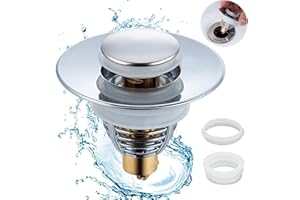 Cunsieun Ø 32-42mm abflussstopfen waschbecken, Universal Pop Up stöpsel waschbecken mit 2 Dichtungen, abflussstöpsel Ablaufgarnitur mit Anti Clogging Sieb, für Aufsatzwaschbecken badewannenstöpsel