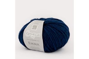 OPHELIA ITALY LANE Ophelia Italy Emma - 024 Blu - Gomitoli Lana 50g Filato stoppino, 15% Alpaca, 15% Lana Vergine,10% Viscosa, 60% Acrilico, Filati per Lavoro a Maglia, Gomitolo per Ferri e Uncinetto.