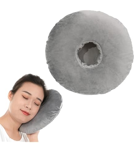 Oreiller Cervical En Mousse Mémoire Forme Anneau - Confort Pour Dormeurs Latéraux Et Piercing D’oreille (Gris)