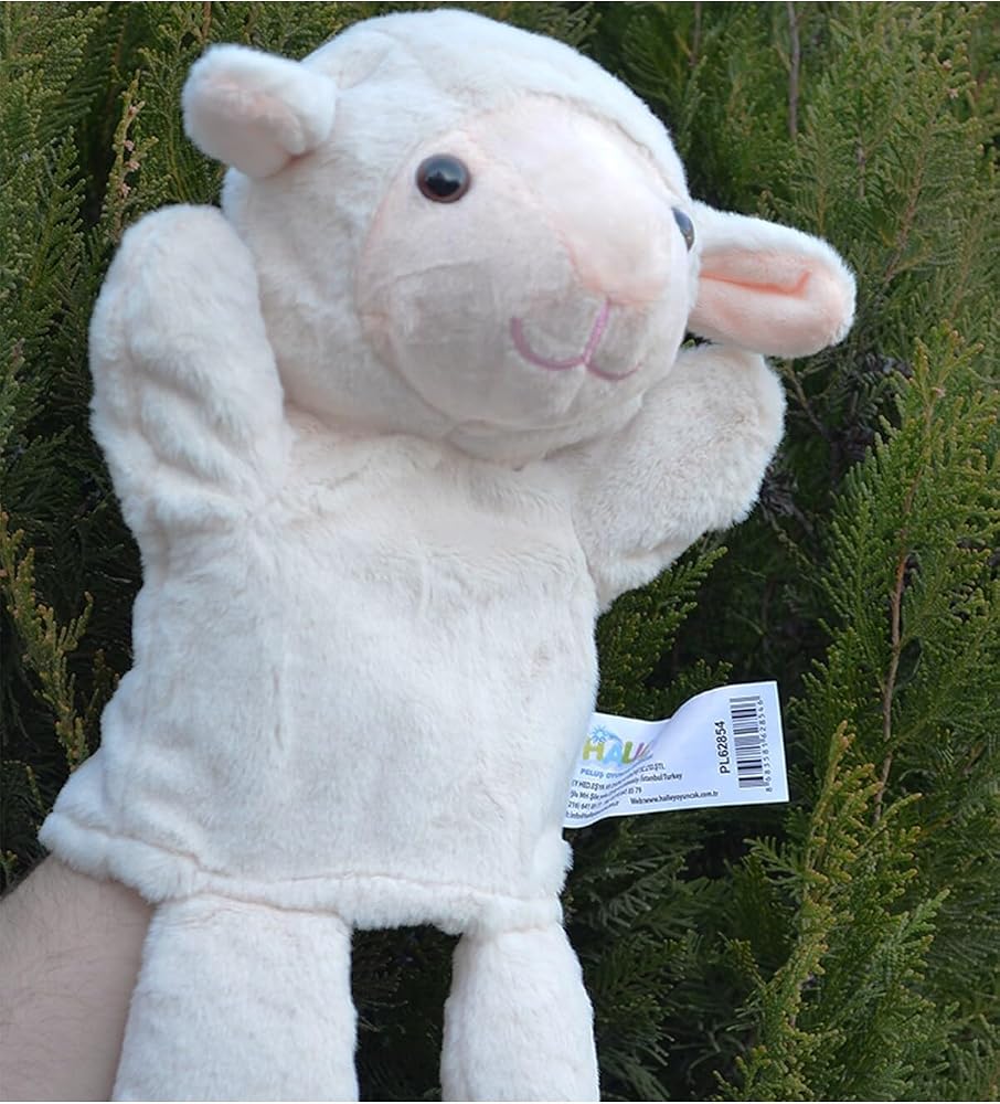 halley oyuncak Kuzu Koyun Peluş El Kuklası Hayvanlar 30 Cm 62854 Krem