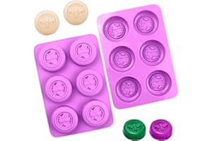 QUEERELELE 2 Pièces Moules Ronds en Silicone à 6 Cavités en Forme d'Abeille Moule Savon Abeille Moule Savon Rond pour Muffins, Cuisine, Pâtisserie, Gâteau, Artisanat en Résine, Savons Faits Main