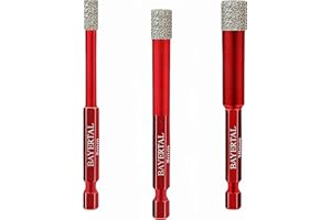 BAYERTAL® Fliesenbohrer Set 3tlg. 6, 8, 10 mm Sechskant E6.3 Premium – Diamantbohrer für harte Fliesen und Feinsteinzeug - Exklusive Premium Industrie Qualität für professionelle Ergebnisse!