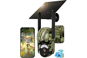 Xega 3G/4G LTE Cámara de Caza Solar con Tarjeta SIM, 2K PTZ Camara Fototrampeo Exterior, PIR Detección, Visión Nocturna en Color, Audio de 2 vías, IP65, 0.2s Activación, para en Lugares sin WiFi