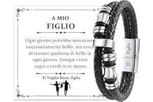CheersLife Bracciale Figlio Regali A Mio Figlio Bracciale in Pelle Idee Regalo per Ragazzi Braccialetto Regalo per Lui Regalo Ispirazionali per Figlio Bracciale Mamma Figlio Regalo Compleanno Natale