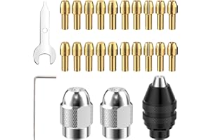 Elsrantor 25 Piezas set Portabrocas Taladro, Mandril de Cobre de 4 Mordazas, Accesorios para Herramienta Rotativa, 0,5 a 3,2 mm, Rápido Repuesto de sin Llave Compatible con Dremel 4000, pour Trio