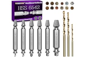 YURINWOO Zestaw 9 wykrętaków do śrub, stopień twardości HRC 63-65, wyprodukowano z HSS 6542, zestaw wykrętaków po lewej stronie, narzędzie do wkręcania śrub, do wiercenia i usuwania uszkodzonych śrub