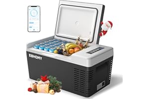 ‎E EUHOMY EUHOMY Kompressor Kühlbox 18L, Auto-Kühlschrank -20℃~20℃, Tragbarer Kühlschrank 12/24V DC 100-240V AC, Tragbarer Gefrierschrank mit WiFi-APP-Steuerung für Camping, Reisen, Boot