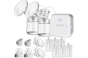 Lulia Double Electric Breast Pumps,Dual Electric Breastfeeding 3 Modes & 4 Levels Ultra-Quiet BPA Free, Rechargeable Breast Milk Pump for Home and Travel (Extra Large)