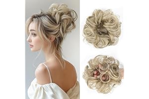 Vlasy Messy Bun Hair Piece for Women,Curly Wavy Hair Scrunchies Bun Extensions Hairpieces,Synthetic Hair Chignons Accessories Updo for Girls(18/22#,35g)