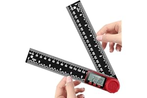 JUSJUBR Digital Angle Finder Ruler, 200mm/7 Inch Protractor Angle Measure Tool with LCD Display for Woodworking Construction Repairing (Black)