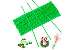 GCQQ 100Pcs Green Pipe Cleaners, 6mm*30cm Chenilles Stems Pipe, Chenille Crafts Pipecleaners for DIY & Cleaning
