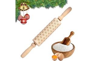 LYNBLY Mattarello di Natale, 35cm Mattarello in Legno 3D, Mattarello in Legno di Natale, Mattarello in Rilievo con Motivo, Mattarello Decorativo Natalizio, per Biscotti, Impasto, Patisse (2)