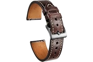 torbollo Leather Watch Band for Men Women, Soft Top Grain Quick Release Watch Strap 18 20 22mm Replacement Vintage Watch Wrap