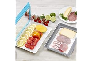 ‎DURANDAL Durandal Fresh&CLIK Frischhaltedosen mit Deckel - 2er Set - Stapelbar Lunchbox - Umweltfreundliche Brotdose zur Aufbewahrung von Wurst, Käse, UVM - Kühlschrank, Mikrowelle, Spülmaschine (Blau+Grau)