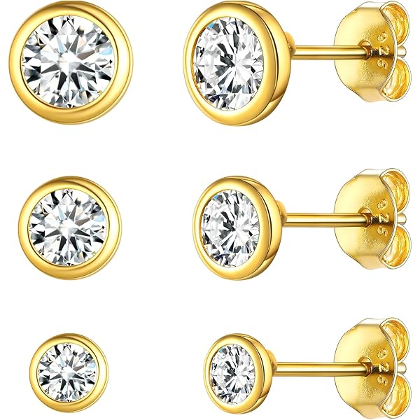 Chriscoco 3 Paires Boucles D’Oreilles Argent 925 Zircone Cubique – 2/3/4/5 Mm, Hypoallergéniques Avec Boîte Cadeau
