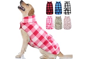 Kuoser Warm Dog Coat,Reversible Dog Jacket Waterproof Dog Winter Coat British Style Plaid Dog Clothes Pet Dog Cold Weather Coats Cozy Snow Jacket Vest for Small Medium Large Dogs,dog coat with harness